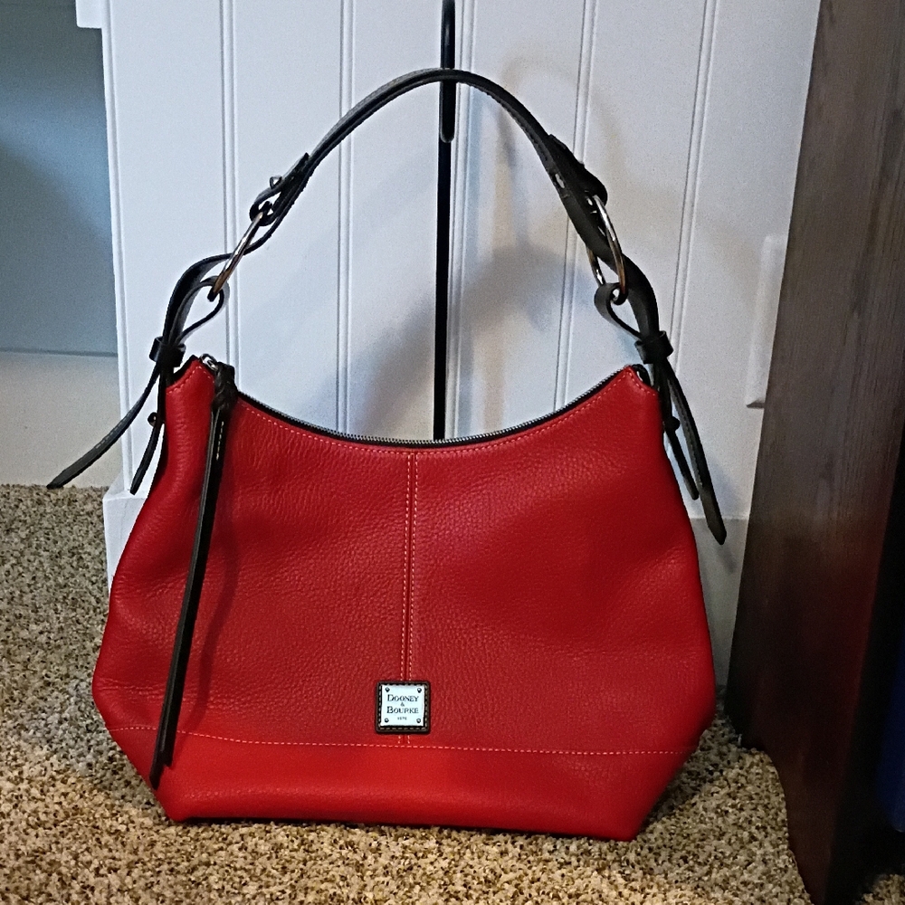 Dooney & Bourke Red Pebble Leather Shoulder Hobo